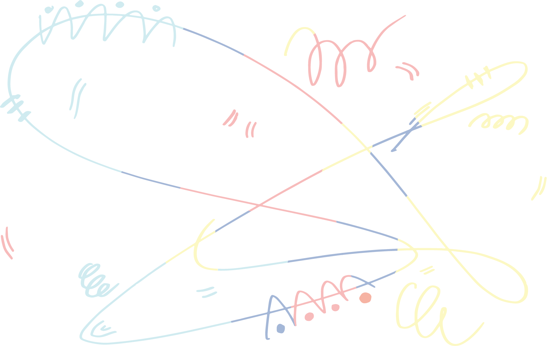 Squiggly lines in various colors